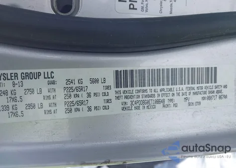 2014 Dodge Journey Sxt z USA, uszkodzony, nr VIN 3C4PDDBG0ET108648